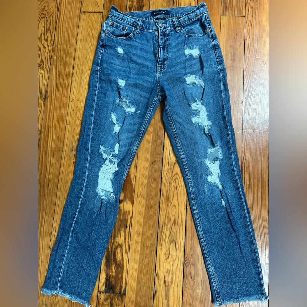 Aeropostale Blue Skinny Jeans with Distressed Details